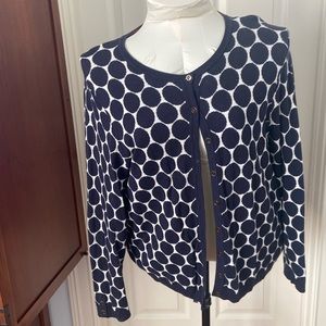 Foxcroft Navy Polka Dot Cardigan